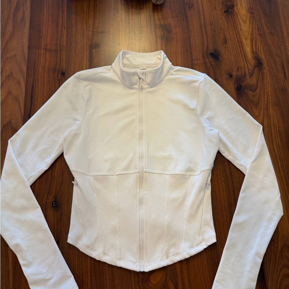 ❤️‍🔥 Alo Yoga Airbrush Corset Full Zip Jacket Ivory Size Large Worn Once